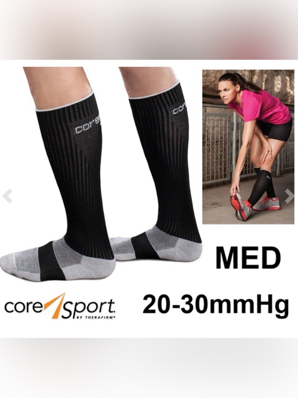 Core Sport Compression Knee-High Socks - Black/Grey